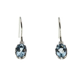 Water Drops -  Estate Sterling Silver Natural Blue Topaz Dangly Earrings  (EE217)