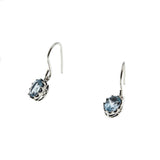 Water Drops -  Estate Sterling Silver Natural Blue Topaz Dangly Earrings  (EE217)
