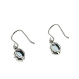 Water Drops -  Estate Sterling Silver Natural Blue Topaz Dangly Earrings  (EE217)