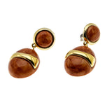 In Vogue - Vintage Retro Gold Plated Marbleized Lucite Dangly Runway Earrings (VE506)