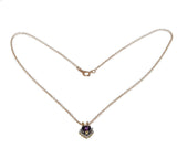 Passion - Vintage 10K Gold Amethyst & Diamond Heart Pendant & 14K Gold Fill Chain (VP186)