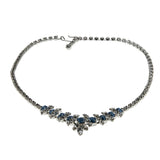 Something Blue - Vintage Rhodium Plated Crystal Rhinestone Necklace (VN249)