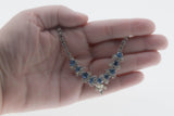 Something Blue - Vintage Rhodium Plated Crystal Rhinestone Necklace (VN249)
