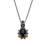 Starry Night - Vintage 14K Gold Natural Sapphire & Diamond Pendant & 10K Gold Chain (VP281)
