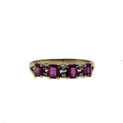 Glitter & Color - Vintage 14K Gold Natural Ruby & Diamond Ring (VR852)