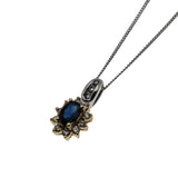 Starry Night - Vintage 14K Gold Natural Sapphire & Diamond Pendant & 10K Gold Chain (VP281)