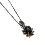 Starry Night - Vintage 14K Gold Natural Sapphire & Diamond Pendant & 10K Gold Chain (VP281)