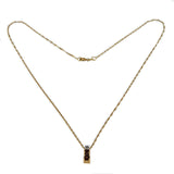 After Glow - Vintage 10K Gold Natural Garnet & Diamond Pendant & Chain (VP189)