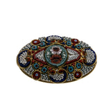 Arte Italiana - Victorian Italian Gold Plated Micro Mosaic Floral Brooch (VICBR041)