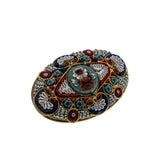Arte Italiana - Victorian Italian Gold Plated Micro Mosaic Floral Brooch (VICBR041)
