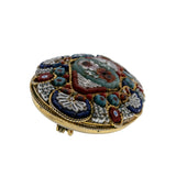 Arte Italiana - Victorian Italian Gold Plated Micro Mosaic Floral Brooch (VICBR041)