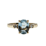 Sea Breeze - Estate 14K Gold Natural Aquamarine & Diamond Bespoke Ring (ER441)