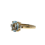 Sea Breeze - Estate 14K Gold Natural Aquamarine & Diamond Bespoke Ring (ER441)