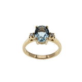 Sea Breeze - Estate 14K Gold Natural Aquamarine & Diamond Bespoke Ring (ER441)