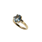 Sea Breeze - Estate 14K Gold Natural Aquamarine & Diamond Bespoke Ring (ER441)
