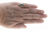 Marquise Elegance - Vintage 10K Gold Natural Black Alaskan Diamond Hematite Ring (VR1078)