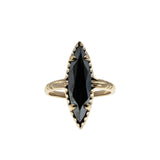 Marquise Elegance - Vintage 10K Gold Natural Black Alaskan Diamond Hematite Ring (VR1078)