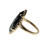 Marquise Elegance - Vintage 10K Gold Natural Black Alaskan Diamond Hematite Ring (VR1078)