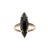 Marquise Elegance - Vintage 10K Gold Natural Black Alaskan Diamond Hematite Ring (VR1078)