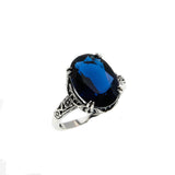 Deep Sky - Estate Sterling Silver Blue Sapphire Filigree Ring (ER306)
