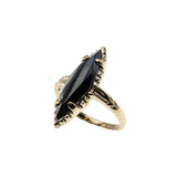 Marquise Elegance - Vintage 10K Gold Natural Black Alaskan Diamond Hematite Ring (VR1078)