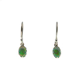 Light show - Estate Sterling Silver Green Opal Dangly Earrings (EE219)