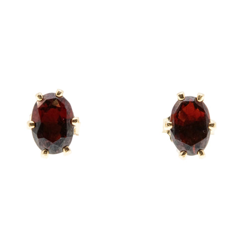 Vampire Bite - Vintage 14K Gold Natural Garnet Stud Earrings (VE507)
