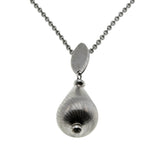 Tear Drop - Vintage Silver Tone Textured Drop Pendant & Chain (VP282)