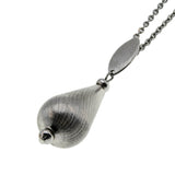 Tear Drop - Vintage Silver Tone Textured Drop Pendant & Chain (VP282)