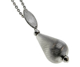 Tear Drop - Vintage Silver Tone Textured Drop Pendant & Chain (VP282)