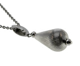Tear Drop - Vintage Silver Tone Textured Drop Pendant & Chain (VP282)