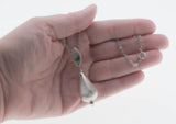 Tear Drop - Vintage Silver Tone Textured Drop Pendant & Chain (VP282)