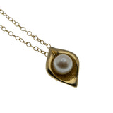Feminine & Classic - Vintage Gold Plated Simulated Pearl Pendant & 14K Gold Fill Chain (VP283)