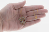 Crowned Heart - Vintage Signed 'DCE Curtis' Austrian Crystal Rhinestone Pendant/Brooch & Chain  (VP190)