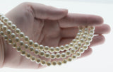 Faux Fabulous - Vintage Gold Plated Simulated Pearl & Crystal Rhinestone Triple Strand Necklace (VN251)