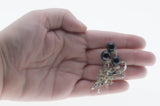 Bouquet of Elegance - Vintage Rhodium Plated Black Glass & Crystal Rhinestone Flower Brooch  (VBR332)