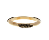 When On The Orient Express - Art Deco French Bronze Bakelite Ivory Bangle Bracelet (ADB019)
