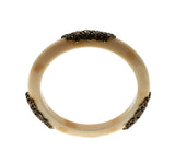 When On The Orient Express - Art Deco French Bronze Bakelite Ivory Bangle Bracelet (ADB019)