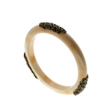 When On The Orient Express - Art Deco French Bronze Bakelite Ivory Bangle Bracelet (ADB019)