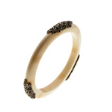 When On The Orient Express - Art Deco French Bronze Bakelite Ivory Bangle Bracelet (ADB019)