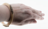 When On The Orient Express - Art Deco French Bronze Bakelite Ivory Bangle Bracelet (ADB019)