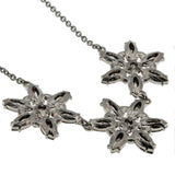 Festivities - Vintage Silver Metal Crystal Rhinestone Poinsettia Necklace (VN172)