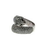 Sparkling Feline - Vintage Sterling Silver Cubic Zirconia Panther Ring (VR1080)