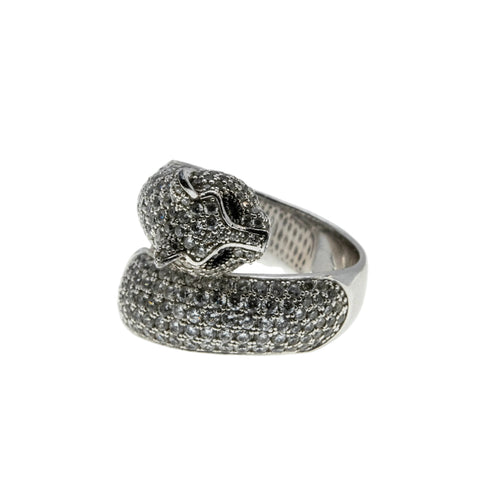 Sparkling Feline - Vintage Sterling Silver Cubic Zirconia Panther Ring (VR1080)