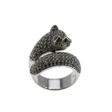 Sparkling Feline - Vintage Sterling Silver Cubic Zirconia Panther Ring (VR1080)