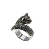 Sparkling Feline - Vintage Sterling Silver Cubic Zirconia Panther Ring (VR1080)