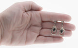 Alaskan Nights - Vintage Signed 'Titan' Sterling Silver Marquise Black Alaskan Diamond Screw-On Dangly Earrings (VE385)