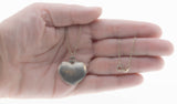 Engraved Rose - Vintage Signed 'Kirk Steiff' Pewter Heart Pendant & Sterling Silver Chain (VP193)