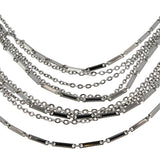 Drape Me - Vintage Signed 'Sarah' Rhodium Plated  'Sarah Coventry' Layered Bib Necklace (VN252)