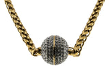 Ballroom Glitz - Vintage Gold & Rhodium Plated Rhinestone Crystal Disco Ball Pendant & Chain (VP285)